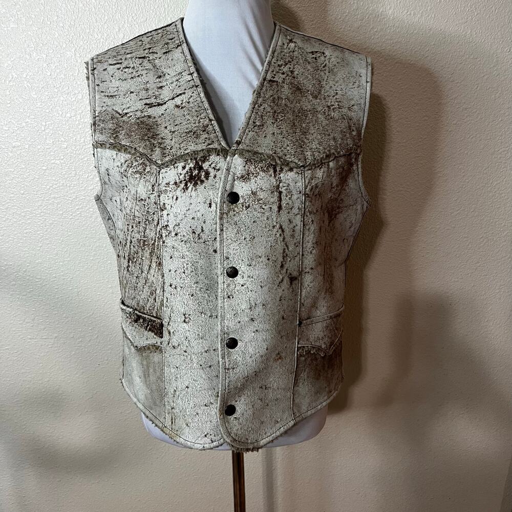 Vintage Pioneer Wear Genuine Leather Suede Sherpa Lined Vest Mens 40